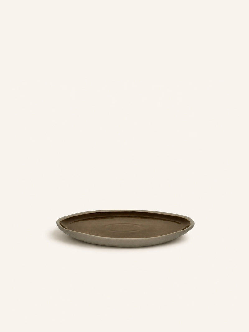 PRIMEVAL - dessert plate - porcelain - L 16,5 x W 15 x H 1,4 cm - olive green