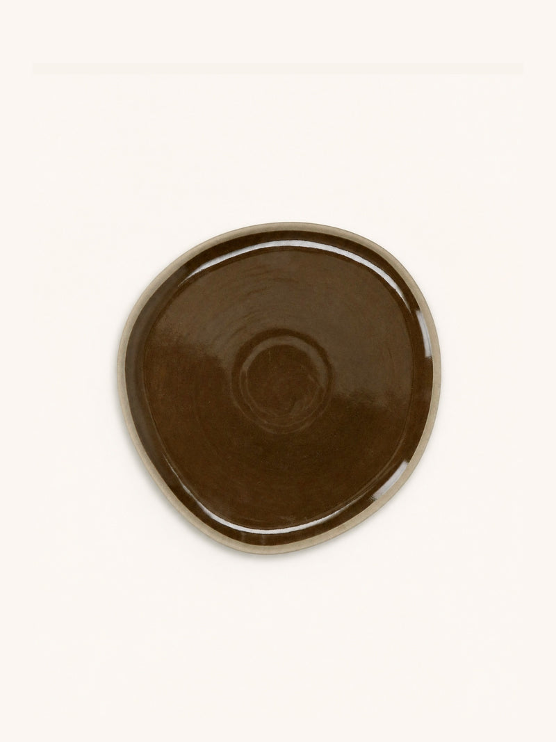 PRIMEVAL - ontbijtbord - porselein - L 20,4 x W 20 x H 1,5 cm - olijfgroen