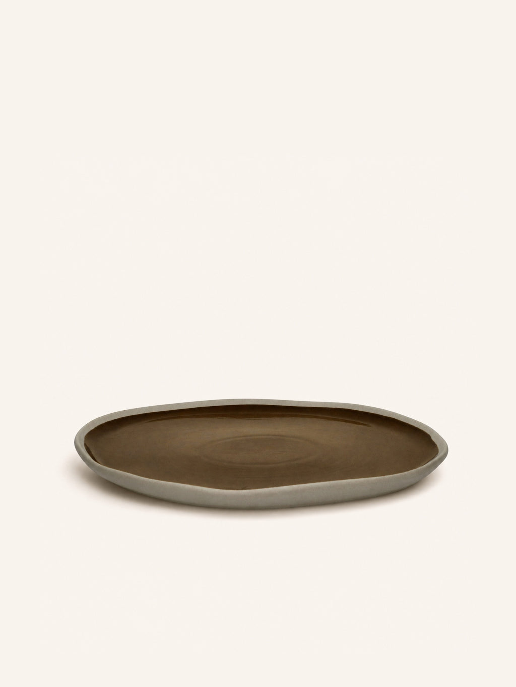 PRIMEVAL - dinerbord - porselein - L 27 x W 24,3 x H 1,5 cm - olijfgroen