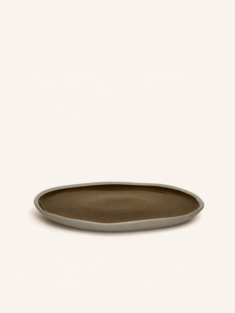 PRIMEVAL - dinerbord - porselein - L 27 x W 24,3 x H 1,5 cm - olijfgroen