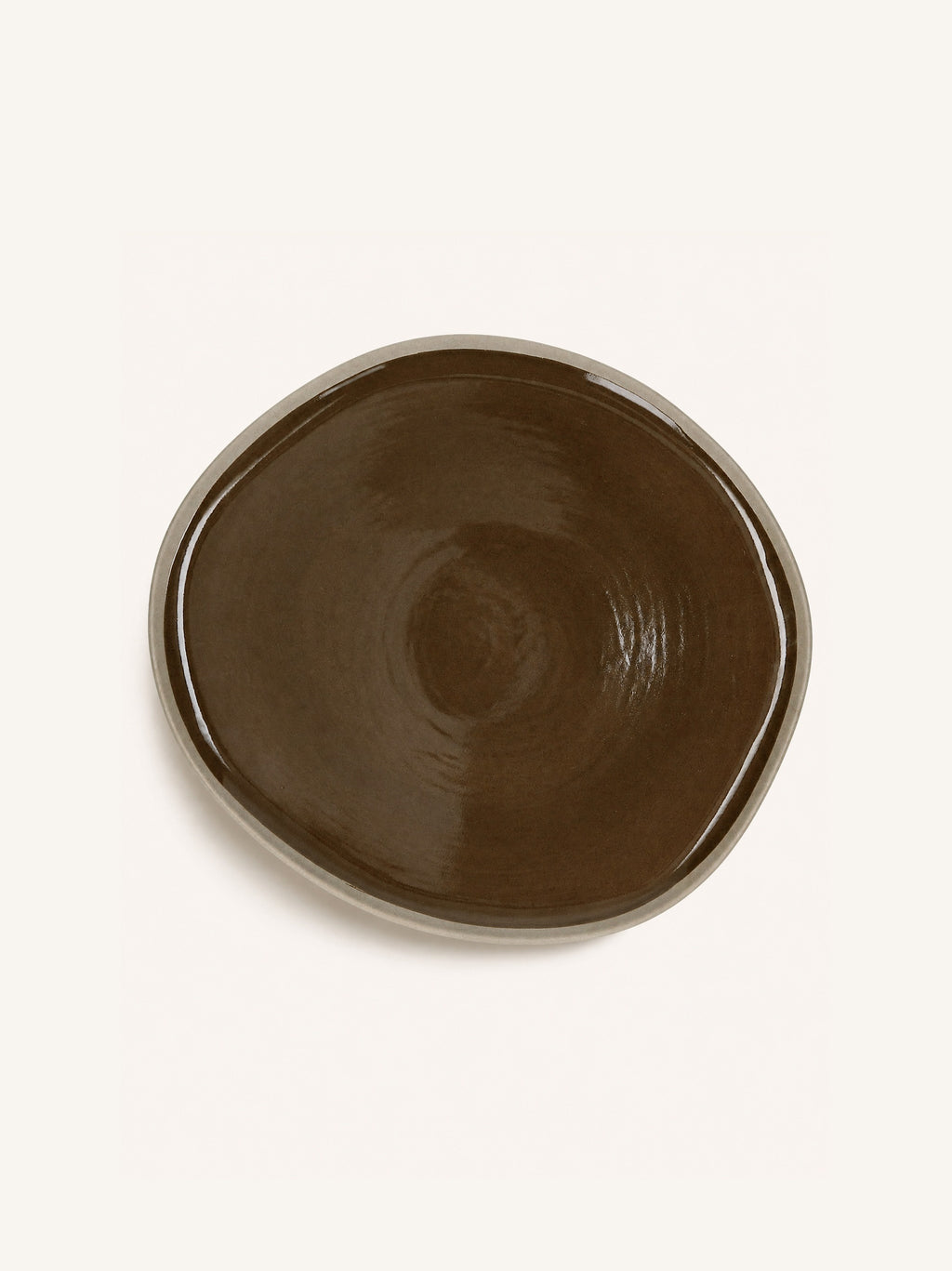 PRIMEVAL - dinerbord - porselein - L 27 x W 24,3 x H 1,5 cm - olijfgroen