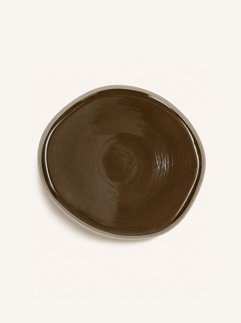 PRIMEVAL - dinerbord - porselein - L 27 x W 24,3 x H 1,5 cm - olijfgroen