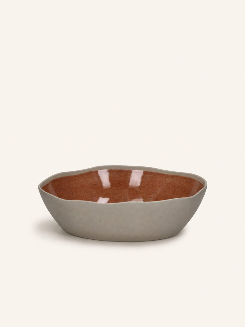 PRIMEVAL - salad bowl - porcelain - L 29,2 x W 25,4 x H 7,8 cm - terracotta