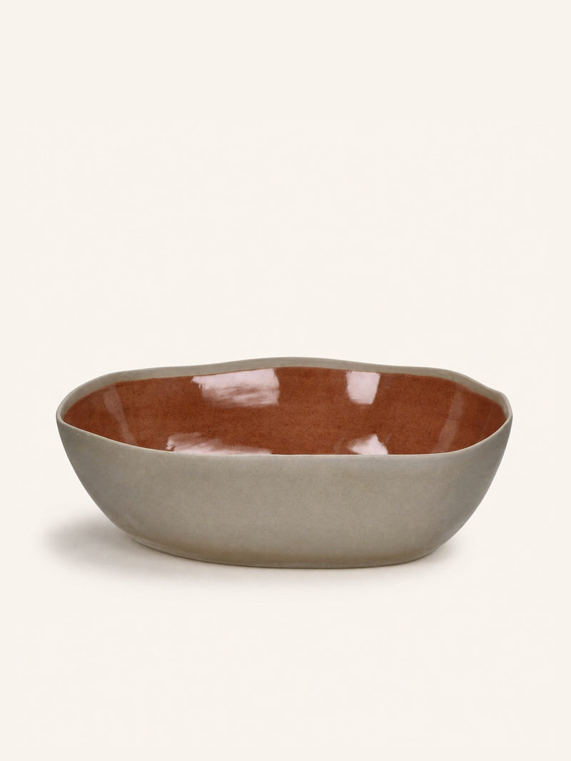 PRIMEVAL - serving bowl - porcelain - L 36,3 x W 33 x H 10 cm - terracotta
