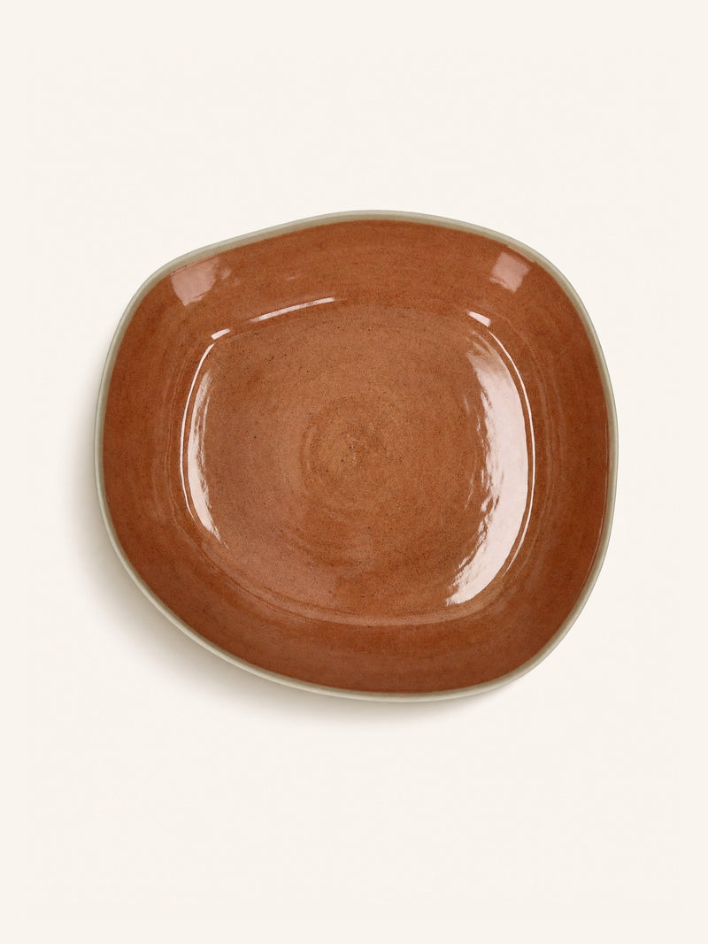PRIMEVAL - serving bowl - porcelain - L 36,3 x W 33 x H 10 cm - terracotta
