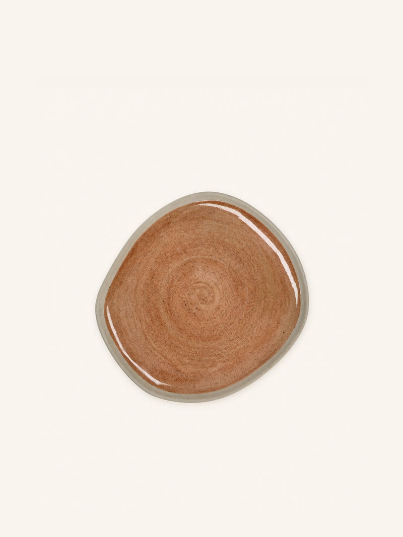 PRIMEVAL - dessert plate - porcelain - L 16,5 x W 15 x H 1,4 cm - terracotta