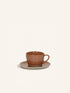 PRIMEVAL - kopje & schoteltje 22 CL - porselein - L 15,3 x W 13,4 x H 7,7 cm - terracotta
