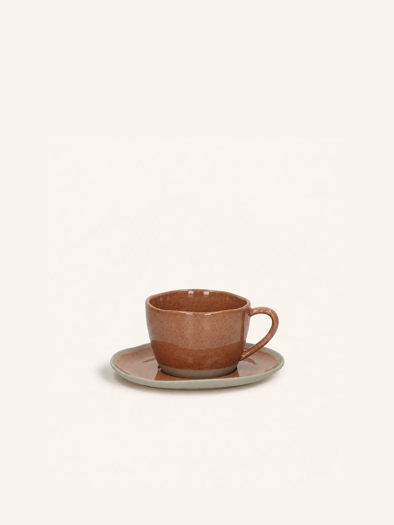 PRIMEVAL - cup & saucer 22 CL - porcelain - L 15,3 x W 13,4 x H 7,7 cm - terracotta