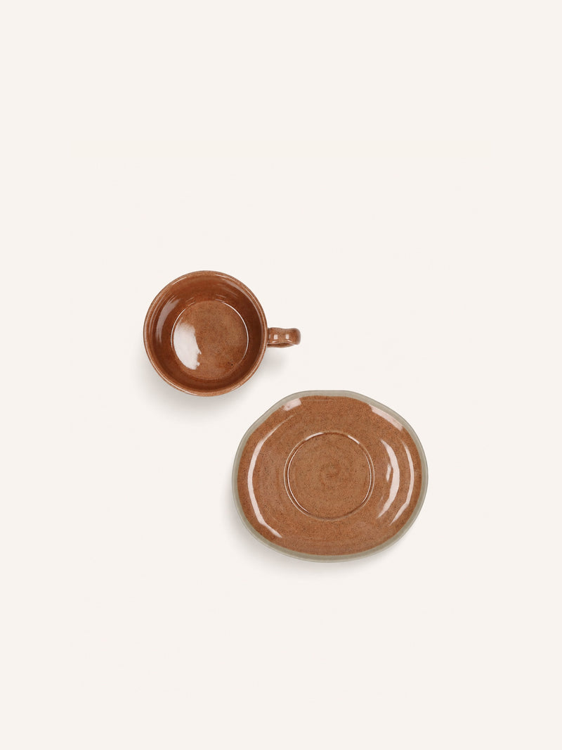 PRIMEVAL - cup & saucer 22 CL - porcelain - L 15,3 x W 13,4 x H 7,7 cm - terracotta