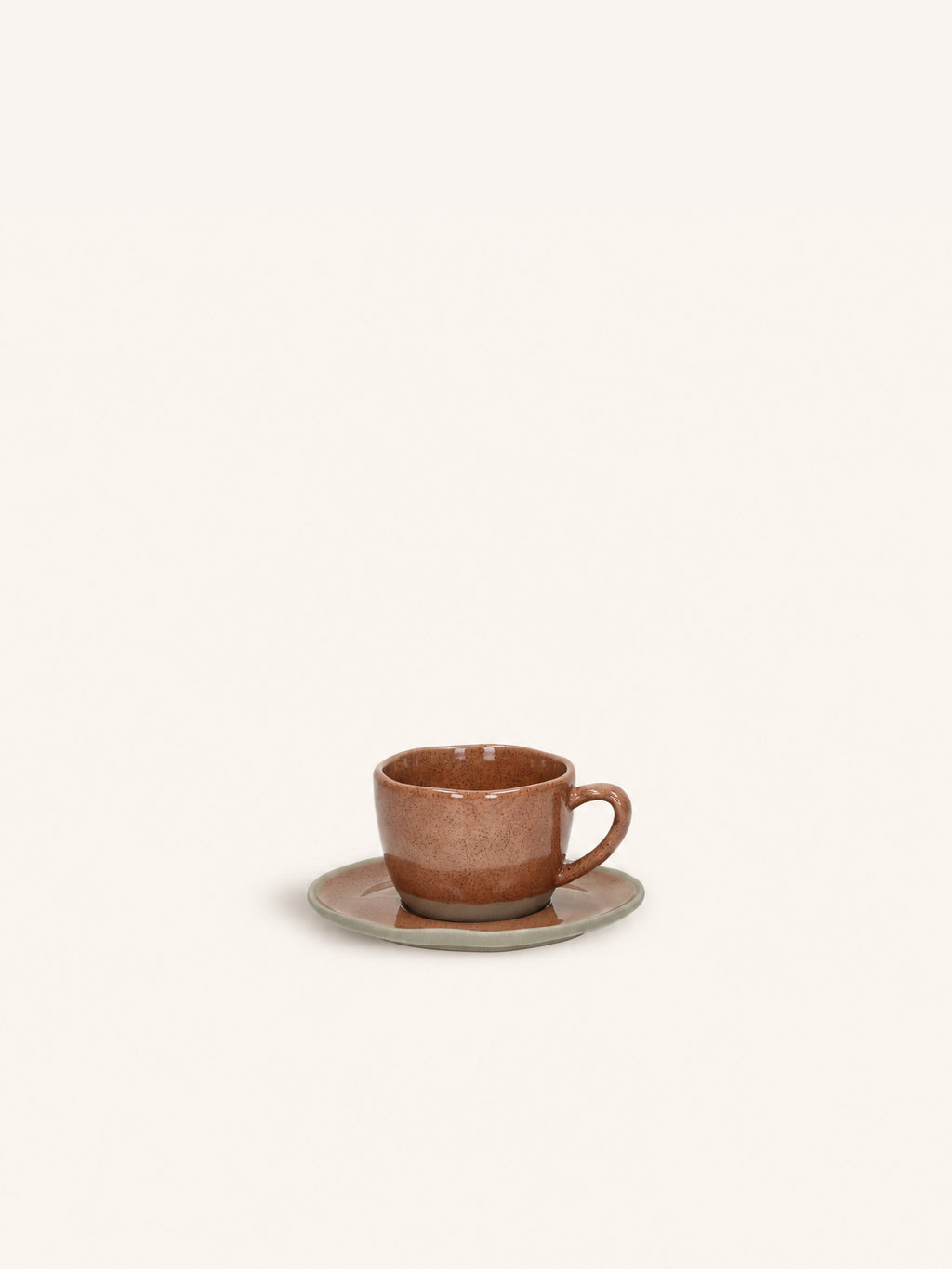PRIMEVAL - cup & saucer 10 CL - porcelain - L 11,4 x W 10 x H 5,8 cm - terracotta