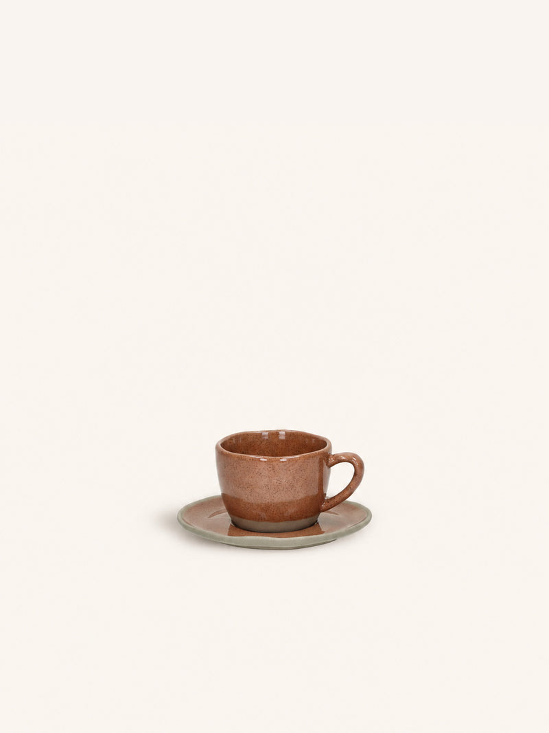 PRIMEVAL - cup & saucer 10 CL - porcelain - L 11,4 x W 10 x H 5,8 cm - terracotta