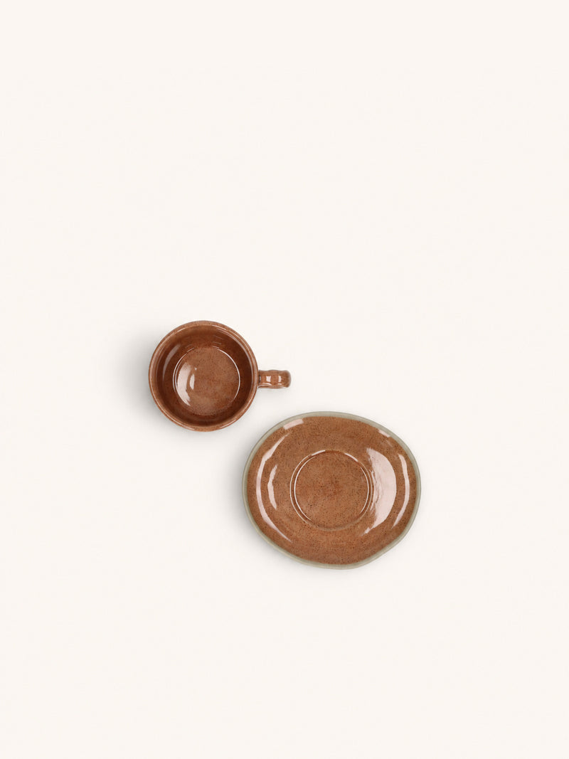 PRIMEVAL - cup & saucer 10 CL - porcelain - L 11,4 x W 10 x H 5,8 cm - terracotta