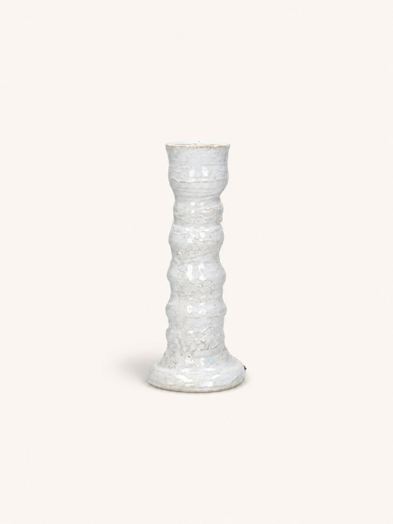 AZAHARA - candle holder - clay - DIA 11,5 x H 27 cm - white