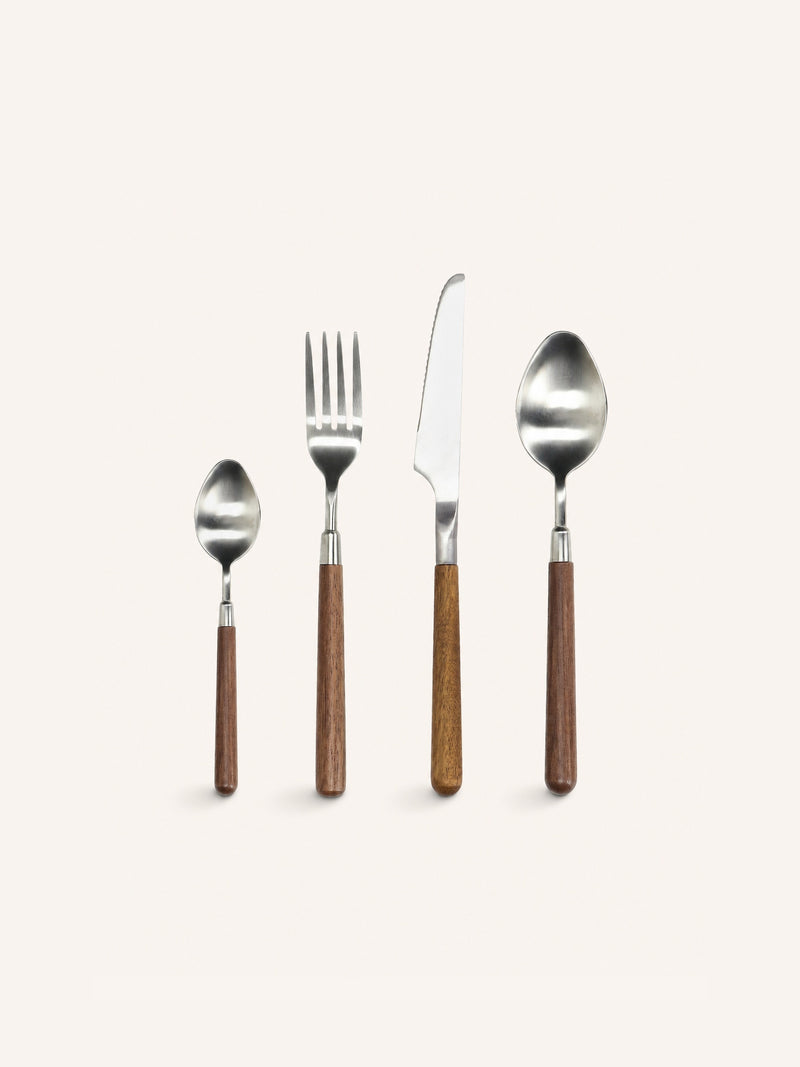 DONATELLO - set/16 cutlery 18/8 - stainless steel - walnut