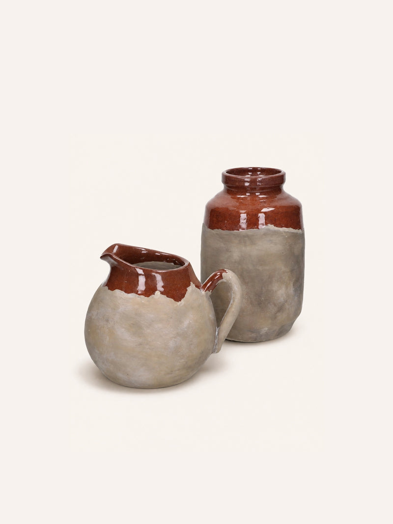 EARTH - vaas - terracotta - DIA 15,5 x H 22 cm - chocolade