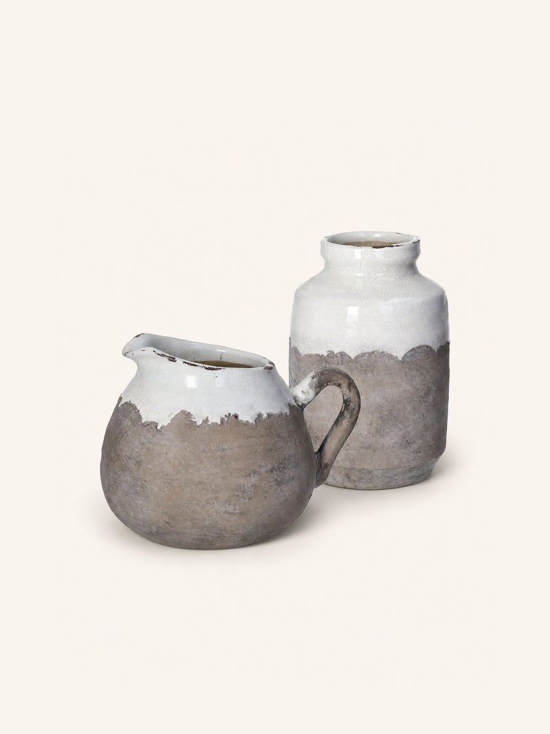 EARTH - vaas - terracotta - DIA 15,5 x H 22 cm - wit
