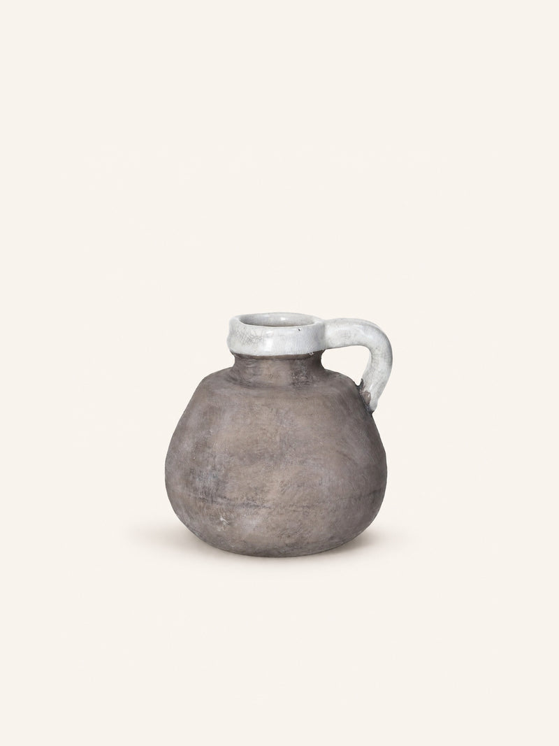 EARTH - vaas - terracotta - DIA 14 x H 14  cm - wit