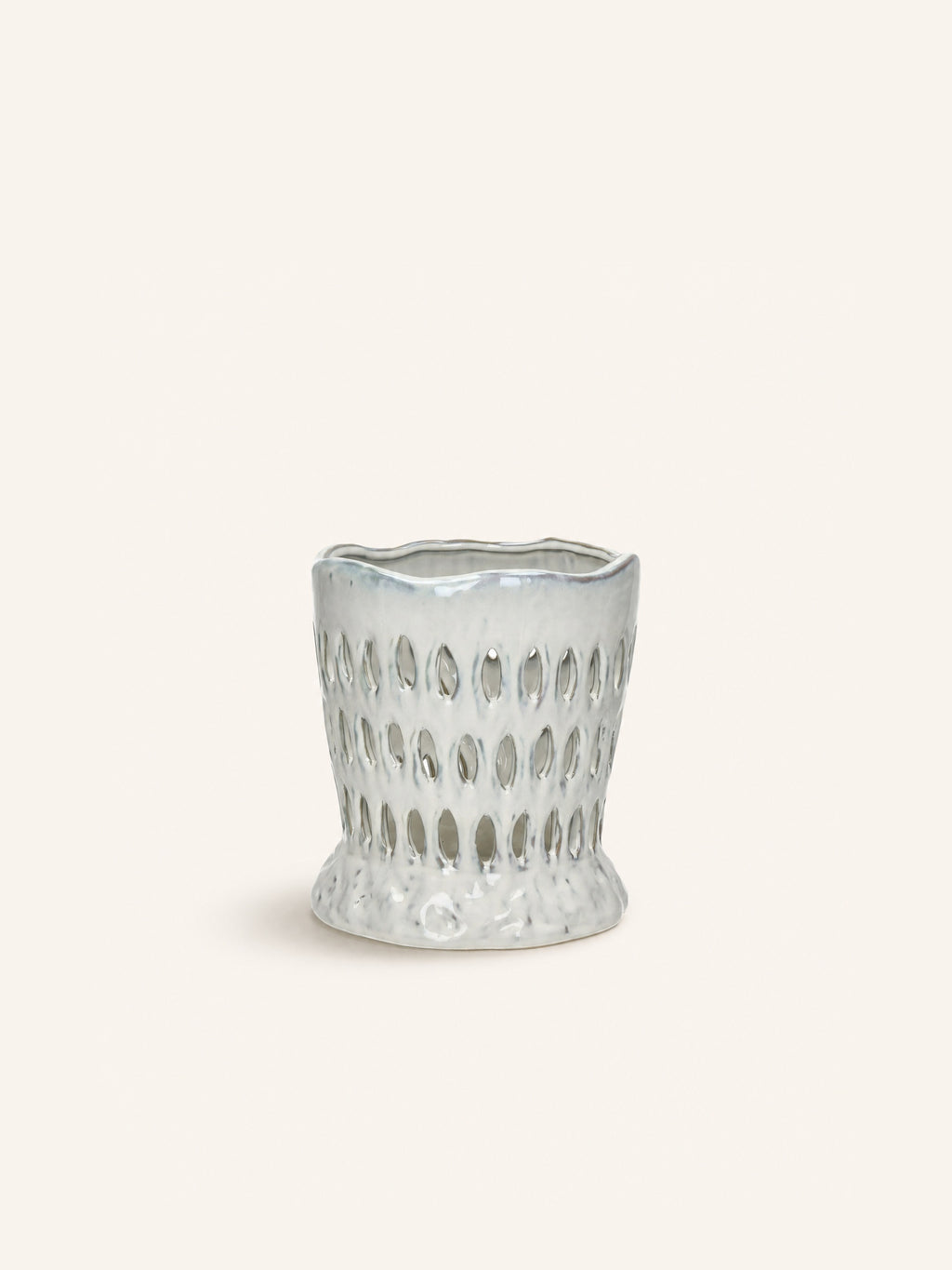 CORAL - lanterna portacandela - gres - DIA 20 x H 21,5 cm - grigio chiaro