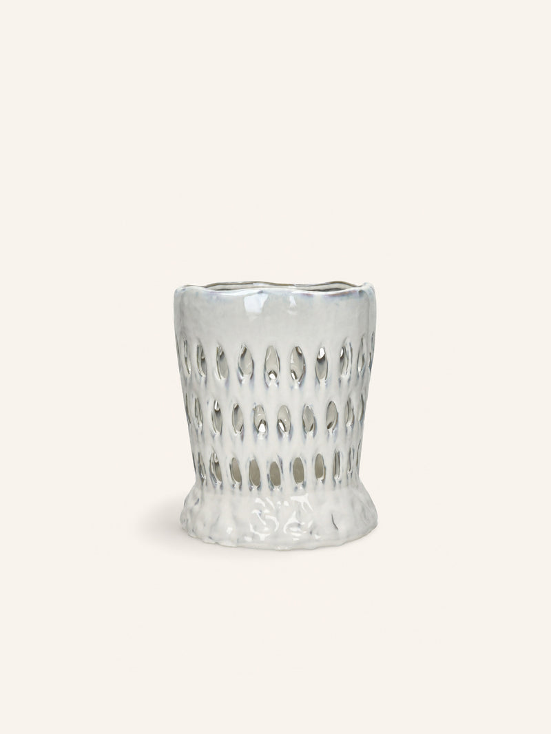 CORAL - candle holder - stoneware - DIA 24 x H 28 cm - light grey