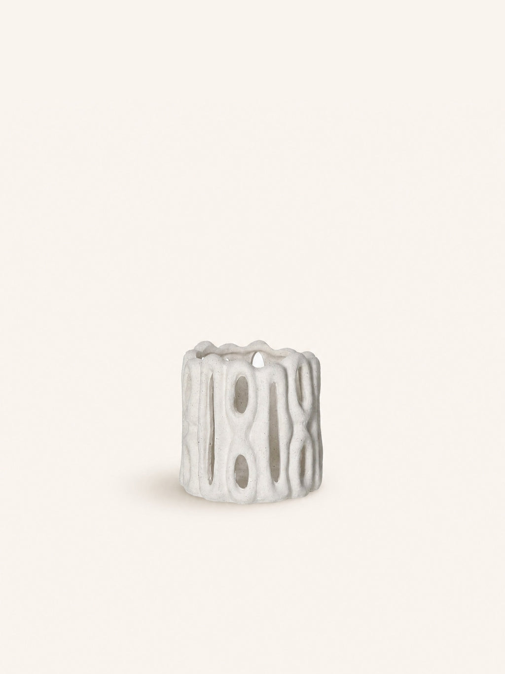 CADIZ - candle holder - stoneware - DIA 11 x H 11 cm - white