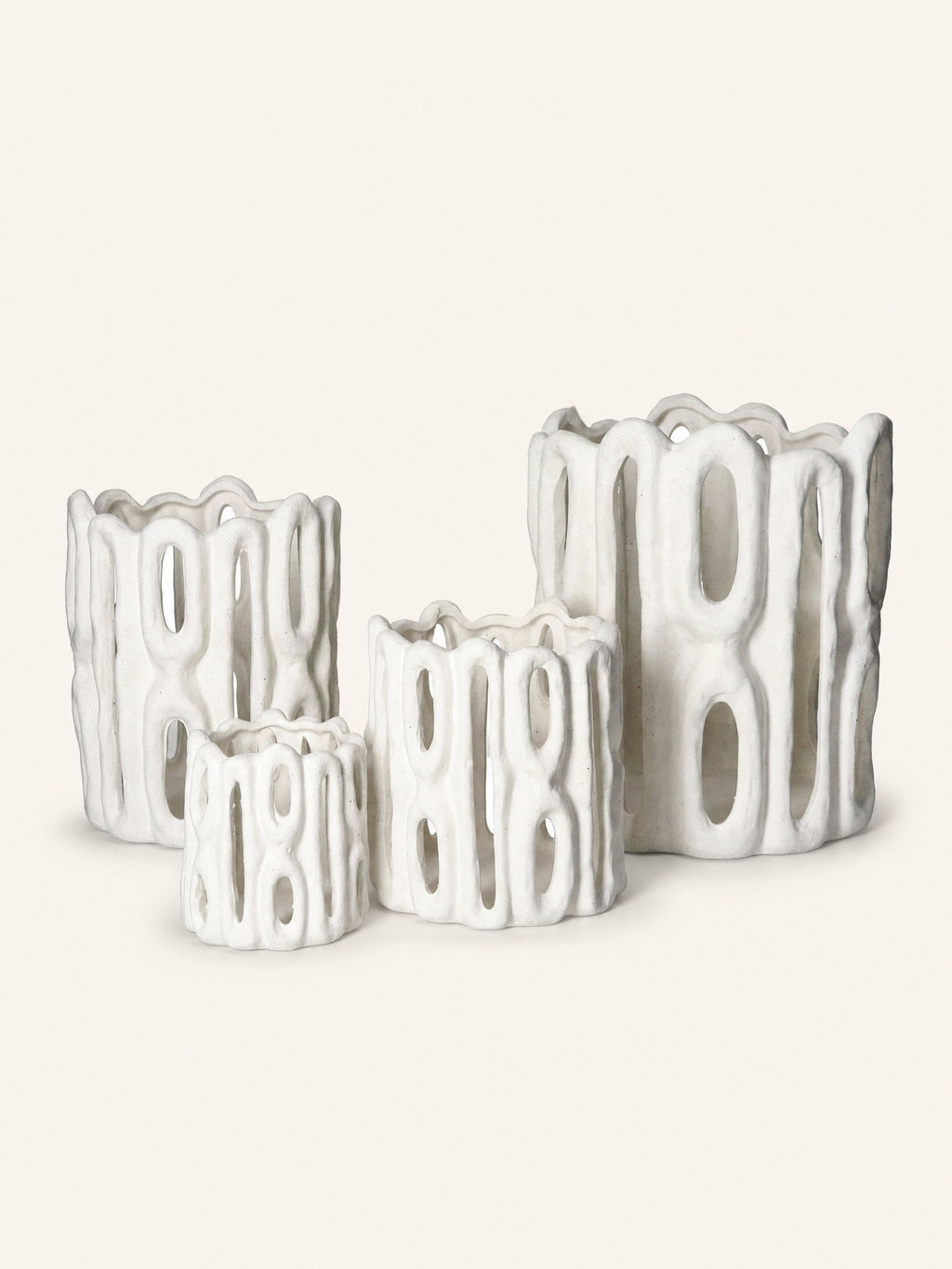 CADIZ - candle holder - stoneware - DIA 11 x H 11 cm - white