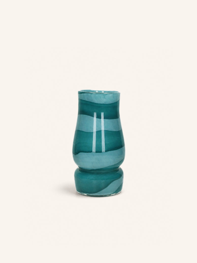 WAVES - vase - glass - DIA 15 x H 27 cm - turquoise