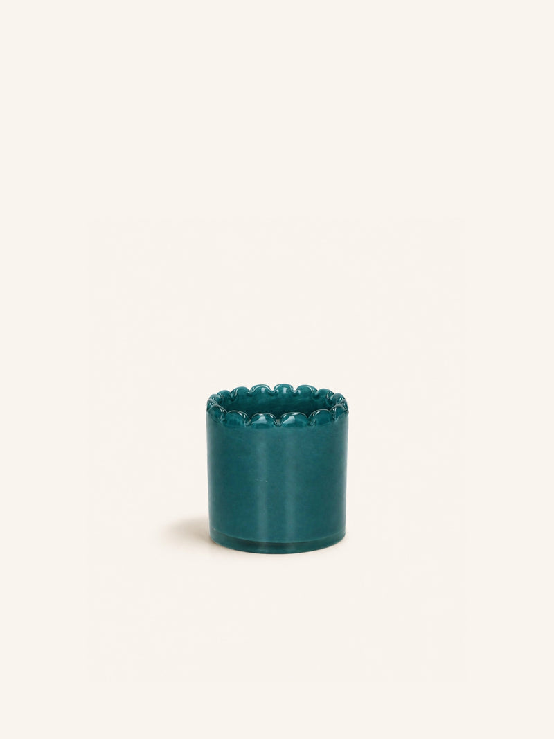 WAVES - candle holder - glass - DIA 8 x H 8 cm - turquoise