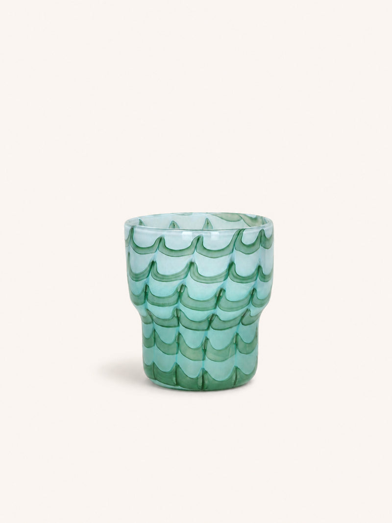 WAVES - vase - glass - DIA 17,5 x H 19,5 cm - aqua
