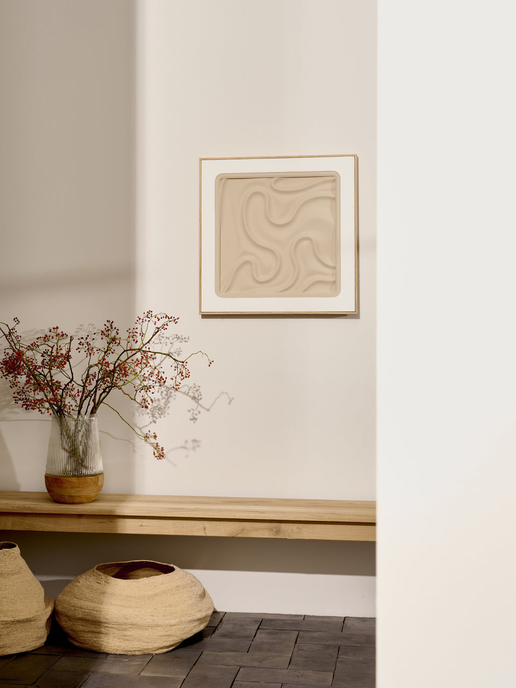 LA MARÉE BASSE - decoración de pared - madera - L 60 x W 3,5 x H 60 cm - beige