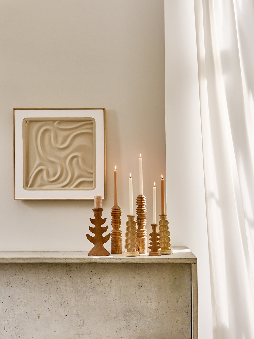 LA MARÉE BASSE - decoración de pared - madera - L 60 x W 3,5 x H 60 cm - beige