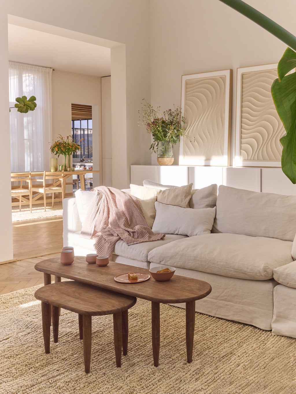 LA MARÉE BASSE - decoración de pared - madera - L 80 x W 3,5 x H 120 cm - beige