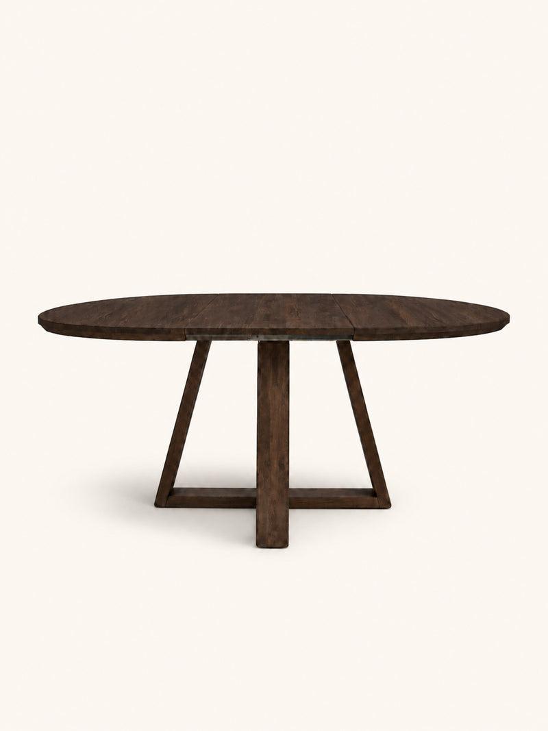 PLATO - extendable table - oak - DIA 120 (L170) x W 120 x H 76 cm - dark brown