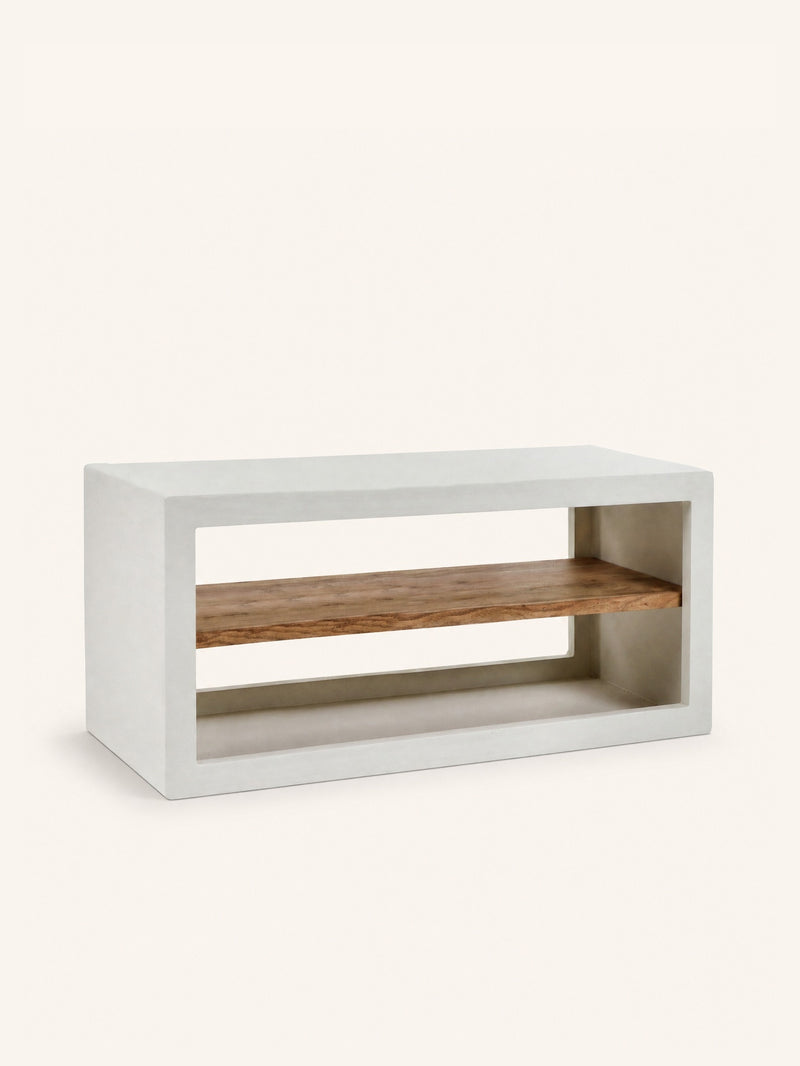 VERONA - 1-shelf rack - lime plaster - L 135 x W 40 x H 45 cm - off-white