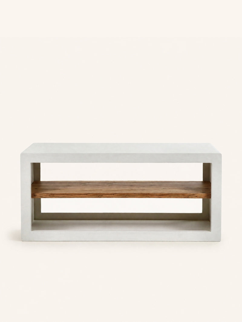 VERONA - 1-shelf rack - lime plaster - L 135 x W 40 x H 45 cm - off-white