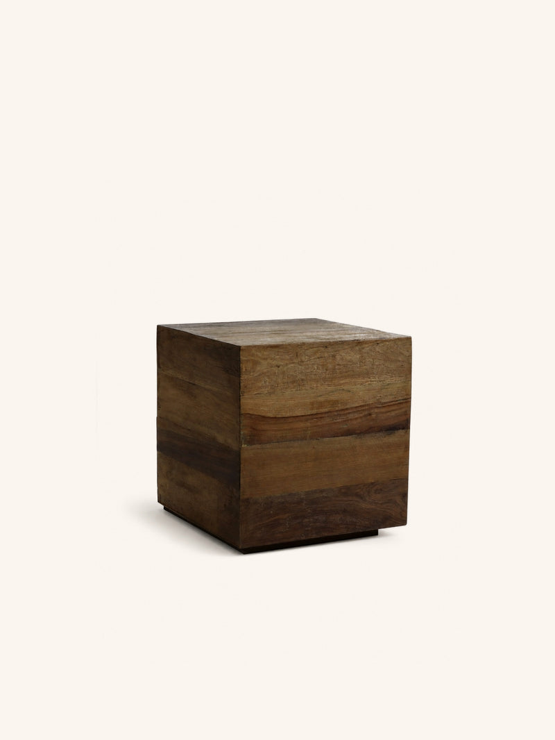 TEMBA - side table - reclaimed wood - L 45 x W 45 x H 48 cm - brown