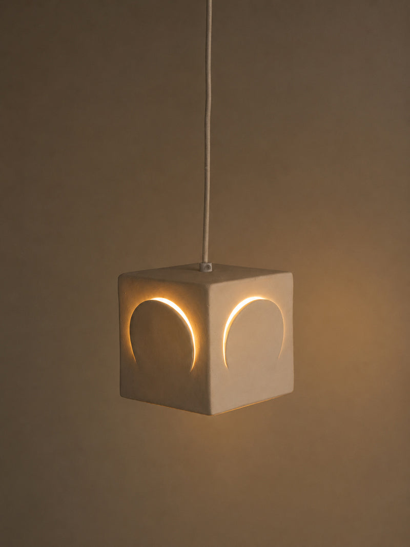 ECLIPSE - pendant lamp - stoneware - L 13 x W 13 x H 13 cm - white