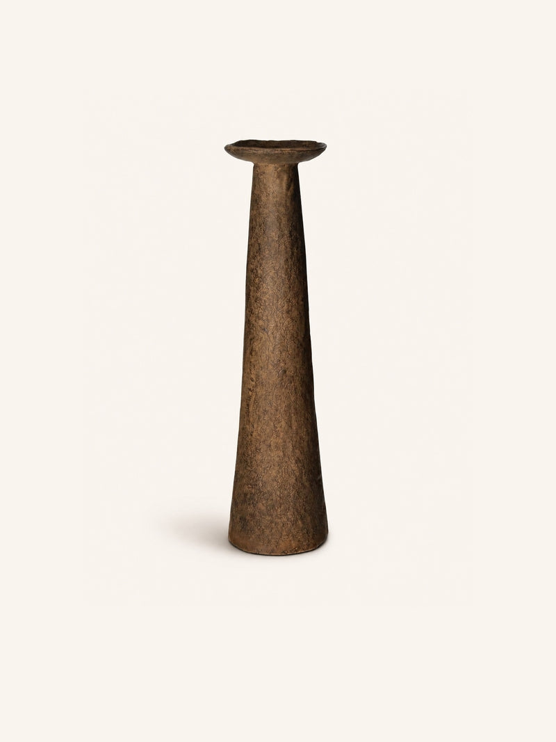 NIZA - candle holder - aluminium - DIA 13 x H 45 cm - dark brown