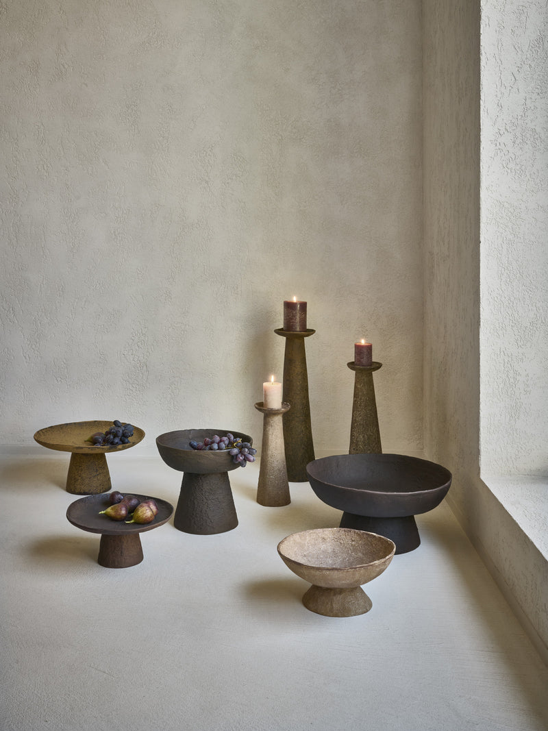 NIZA - candle holder - aluminum - DIA 10 x H 27 cm - ochre