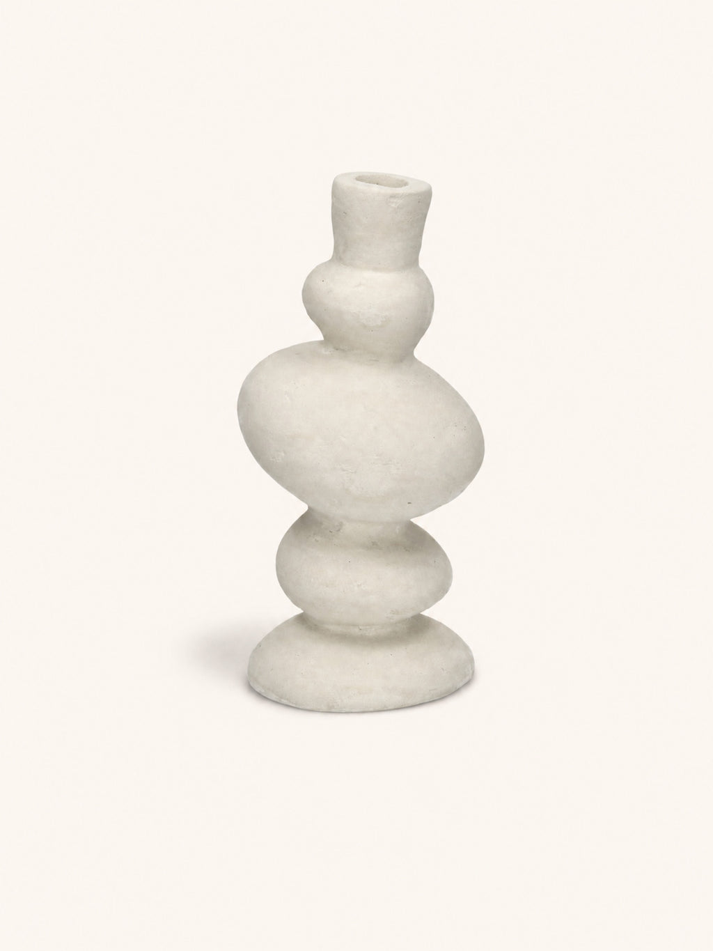 APILAR - Kerzenhalter - Pappmaché - DIA 12 x H 29 cm - gebrochenes Weiß