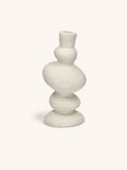 APILAR - Kerzenhalter - Pappmaché - DIA 12 x H 29 cm - gebrochenes Weiß