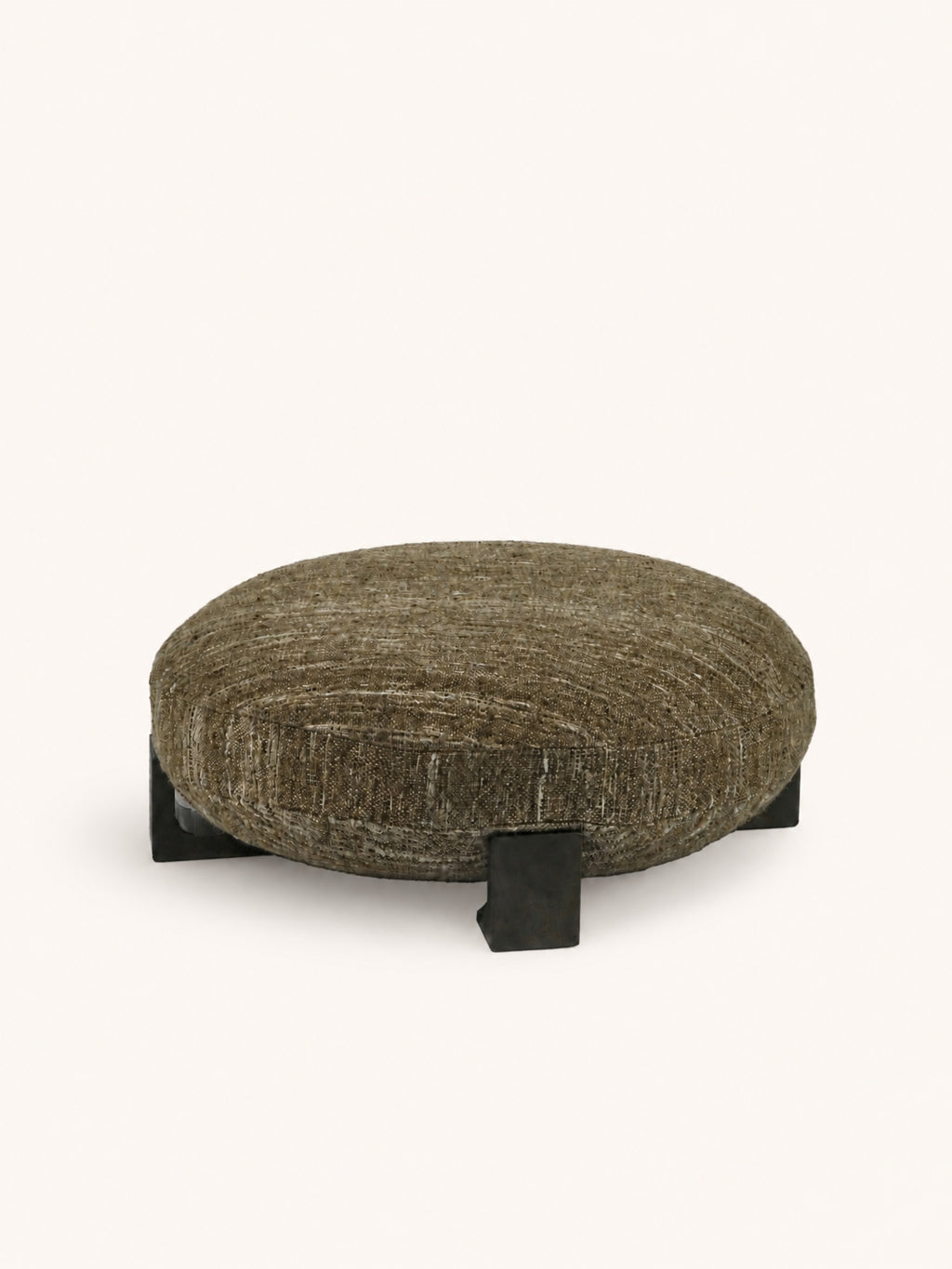 MILENA - poef - mango hout - DIA 80 x H 30 cm - bruin