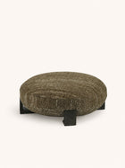MILENA - poef - mango hout - DIA 80 x H 30 cm - bruin