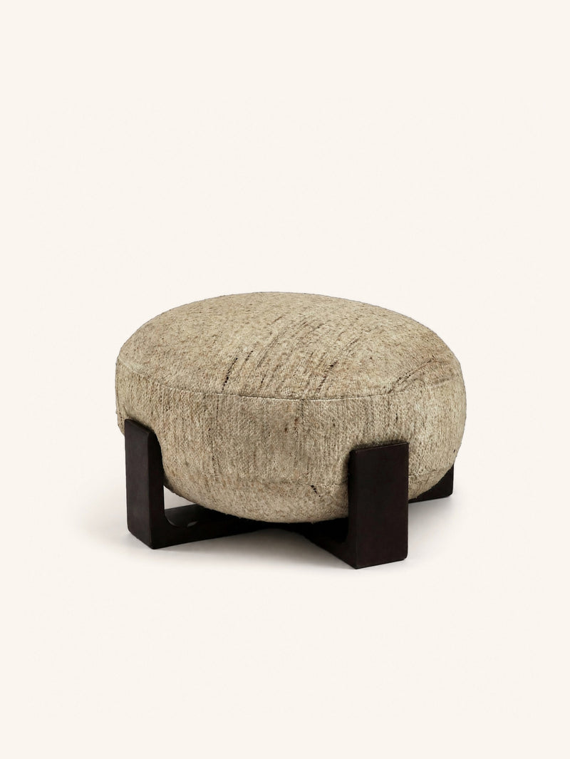 MILENA - pouf - mango wood - DIA 60 x H 40 cm - ecru