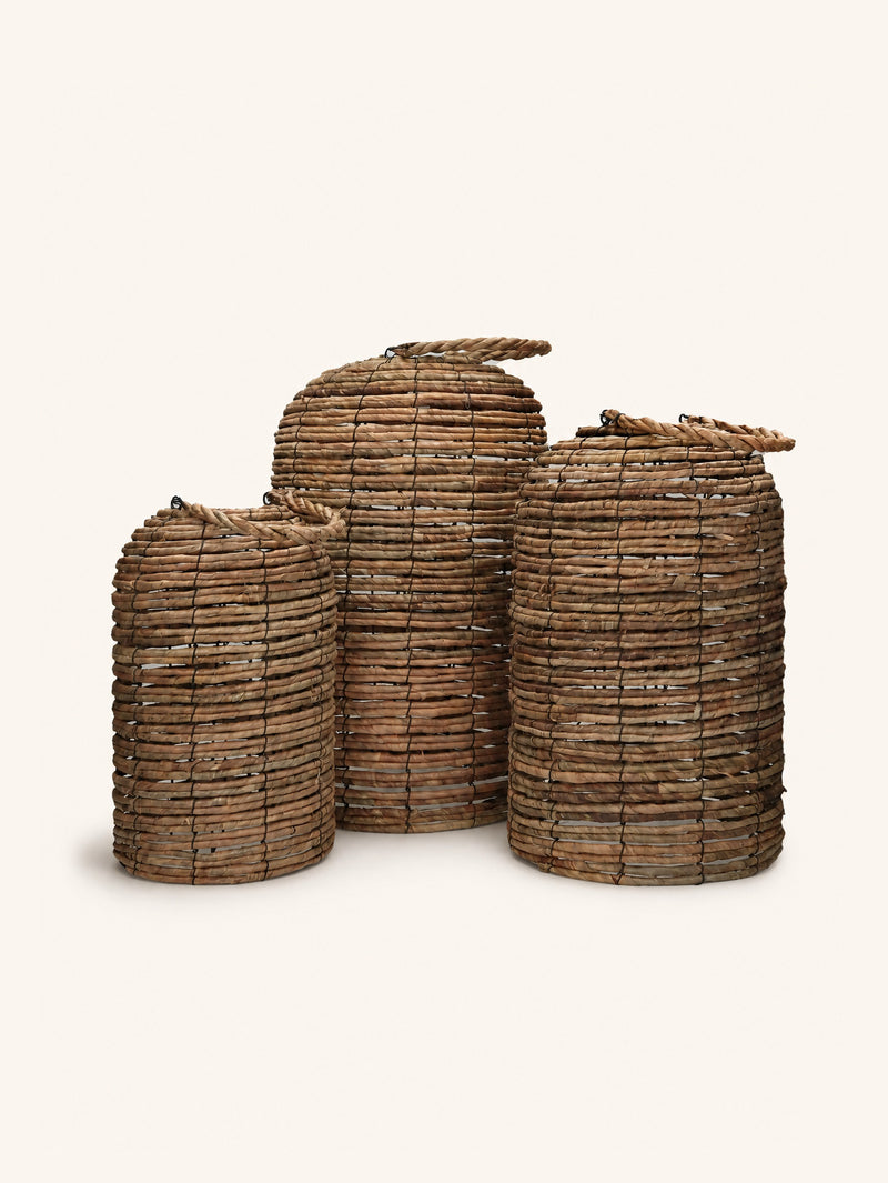 KELA - set/3 lanterns - banana leaf - DIA 21/26/30,5 x H 35/43/51 cm - natural