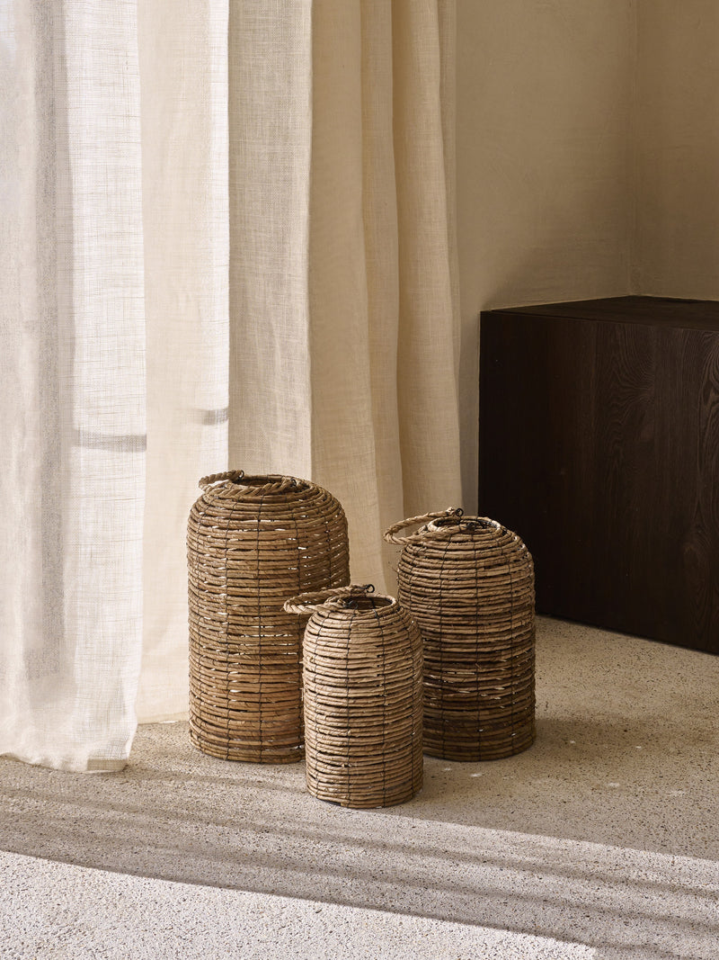 KELA - set/3 lanterns - banana leaf - DIA 21/26/30,5 x H 35/43/51 cm - natural