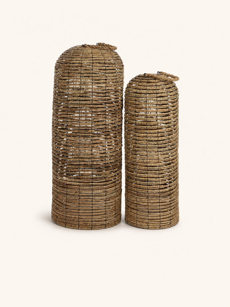 KELA - set/2 lanterns - banana leaf - DIA 30/40 x H 68/83 cm - natural