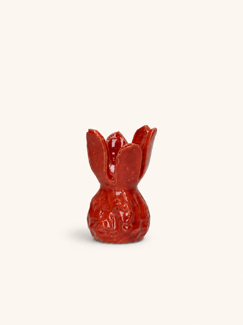 MANI - lantern - stoneware - DIA 10 x H 18 cm - red