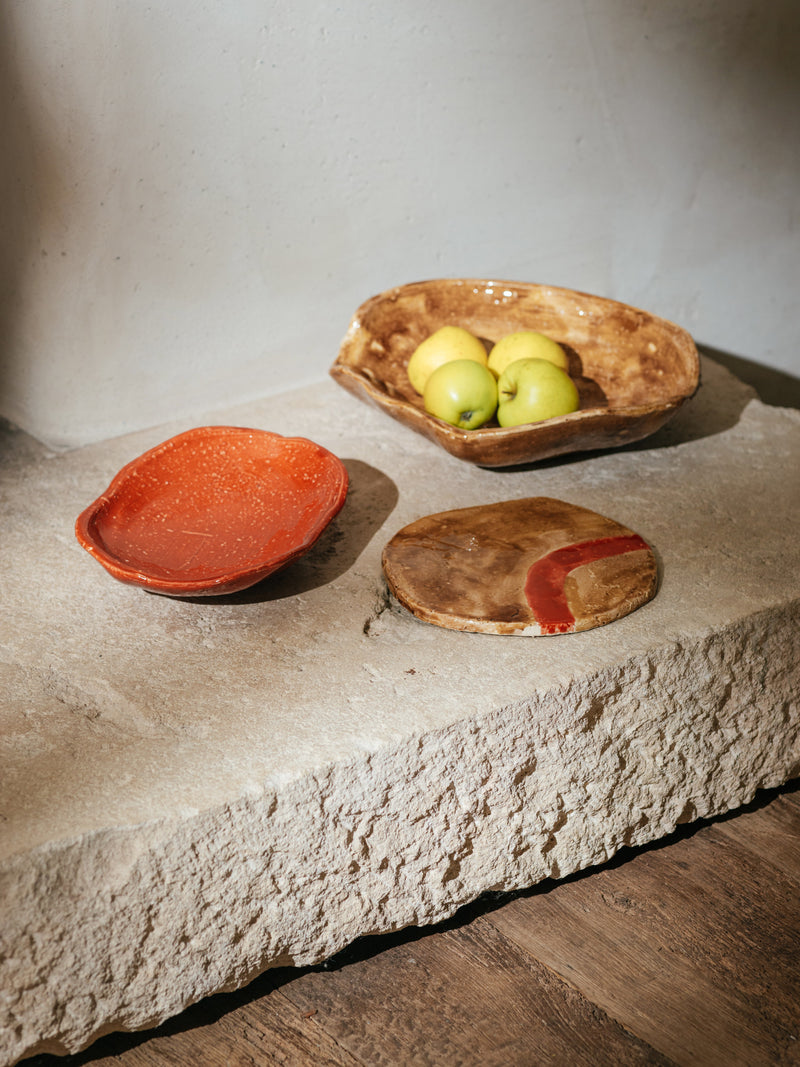 MANI - bowl - stoneware - L 36 x W 30,5 x H 10,5 cm - sand-colored