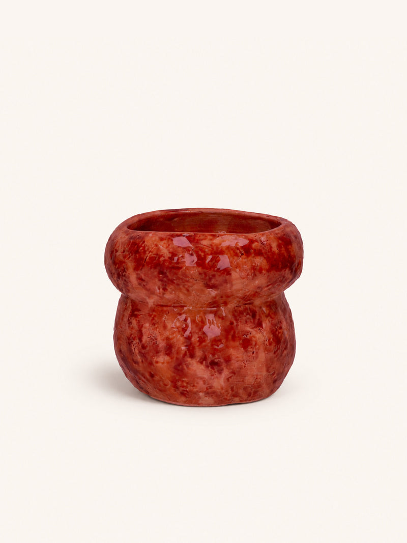 MANI - pot - stoneware - DIA 20 x H 17 cm - red