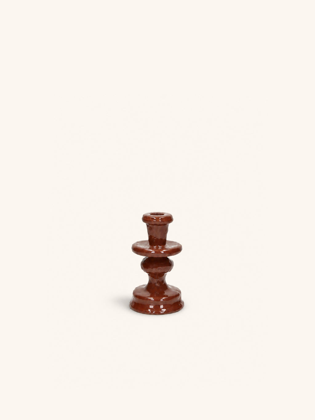 TURRET - kandelaar - aluminium - DIA 9,5 x H 15,5 cm - chocolade